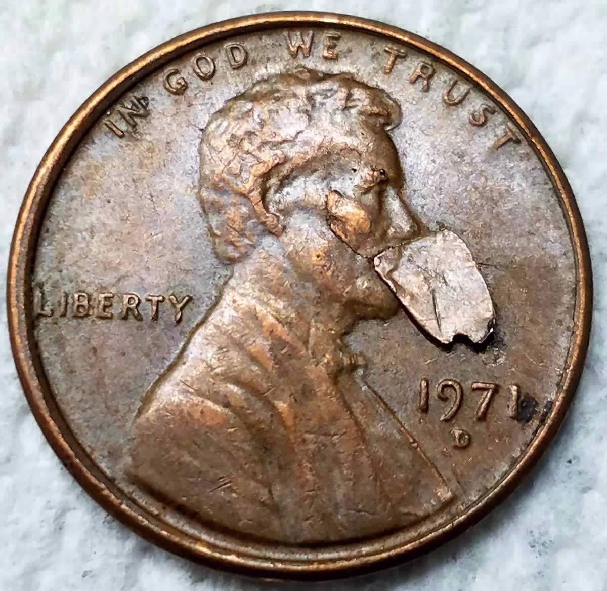 1971-D-Lincoln-Major-Lamination-On-Obverse